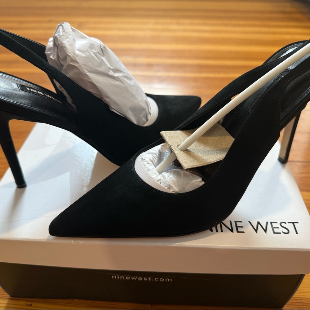 Nine West Elegant Black Slingback Heels